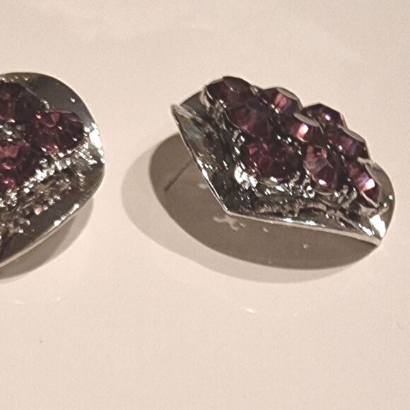 New ZARA  Exaggerated silvertone circular statement earrings with purple rhinest - Picture 3 of 10